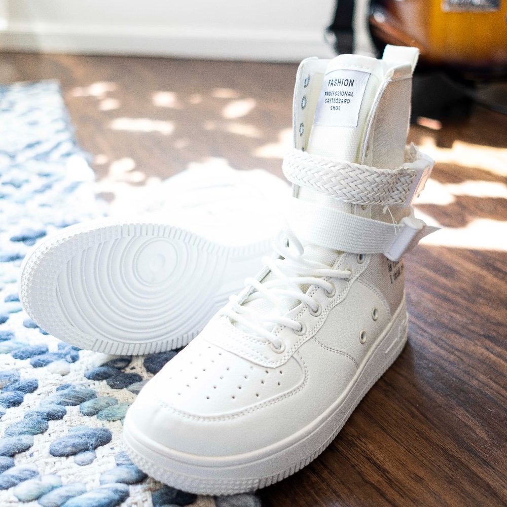 White high top sneakers